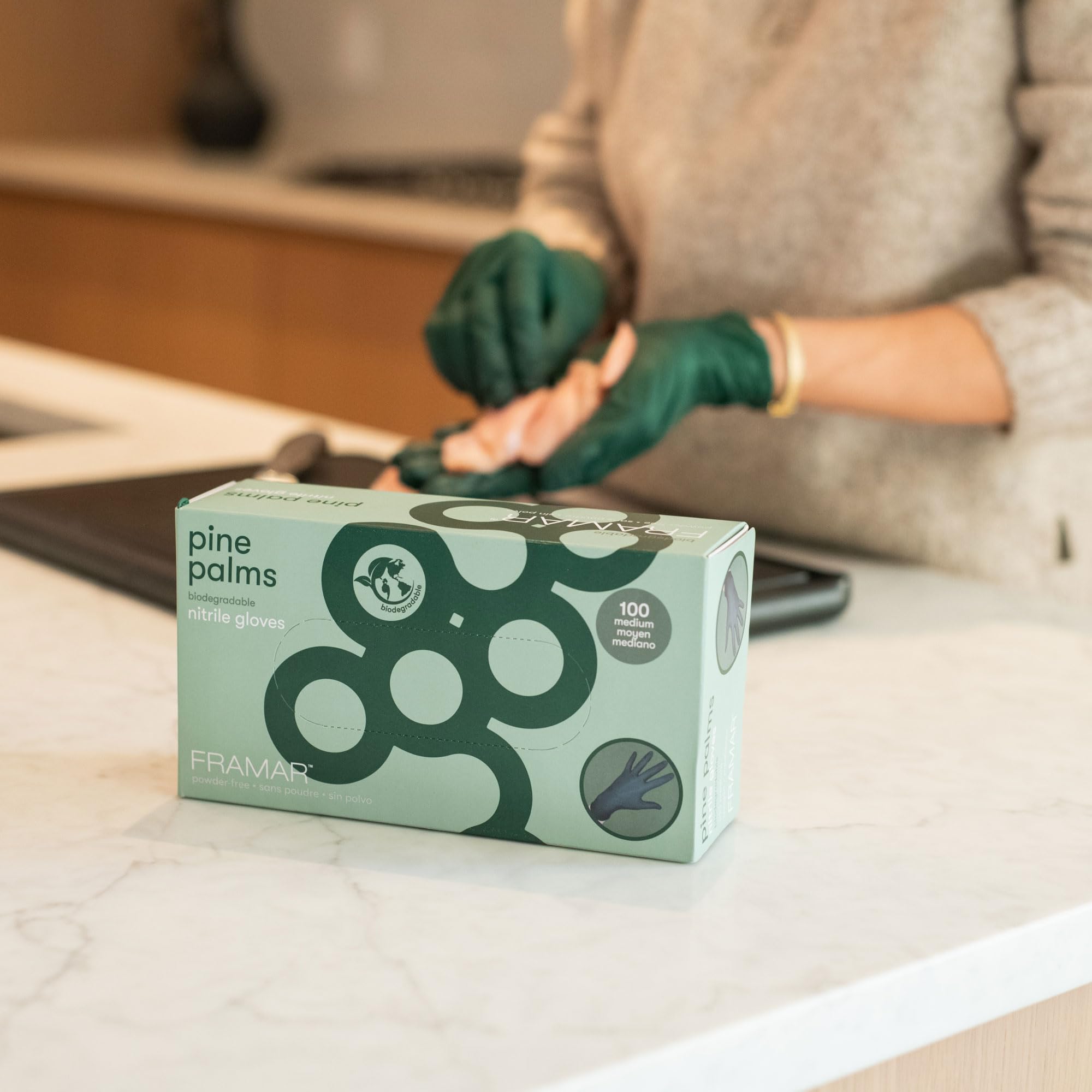 FRAMAR Biodegradable Green Gloves Latex Free Large – Disposable Nitrile Gloves Large, Cleaning Rubber Glove Disposable, Non Latex Hair Dye Glove 100 Pk - Image 5