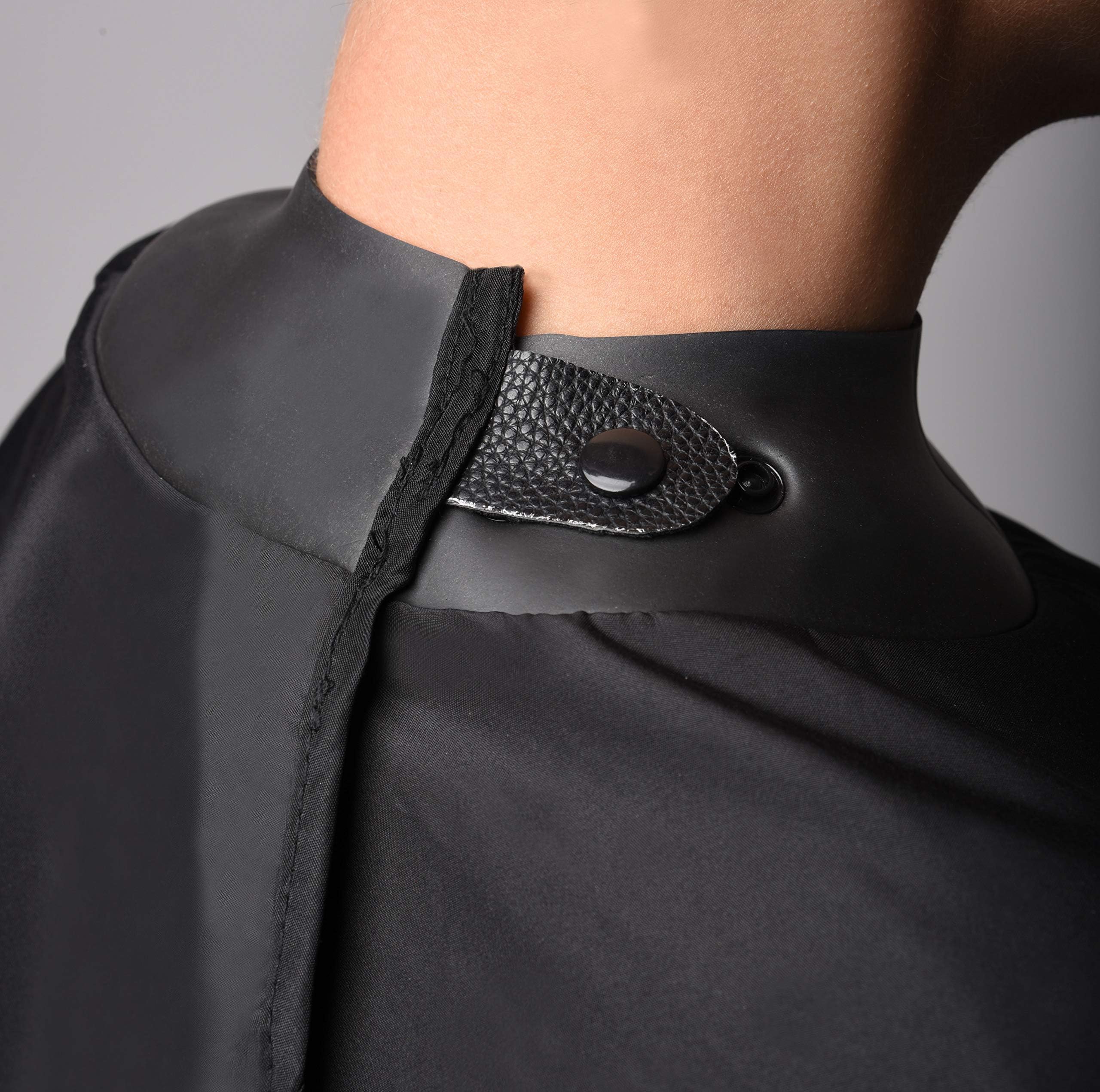 FRAMAR Black Salon Cape – Shampoo Hair Cape, Salon Color Capes, Chemical Capes For Hairstylist, Hair Dressers Drape, Cosmetology Supplies, Barber Supplies - Snap Closure & Rubberized - Image 4