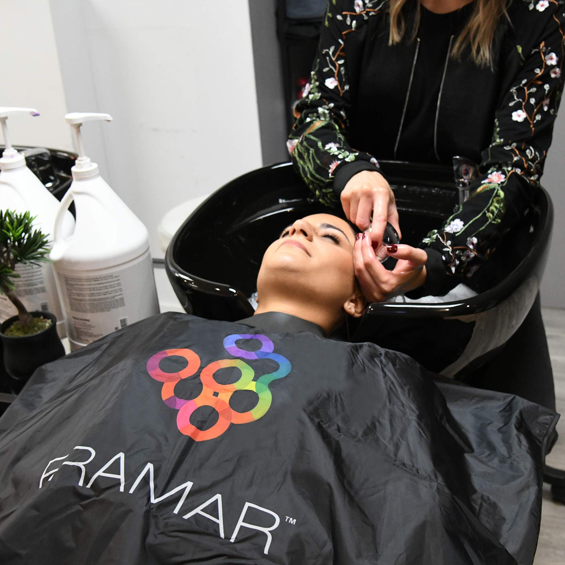 FRAMAR Black Salon Cape – Shampoo Hair Cape, Salon Color Capes, Chemical Capes For Hairstylist, Hair Dressers Drape, Cosmetology Supplies, Barber Supplies - Snap Closure & Rubberized - Image 7