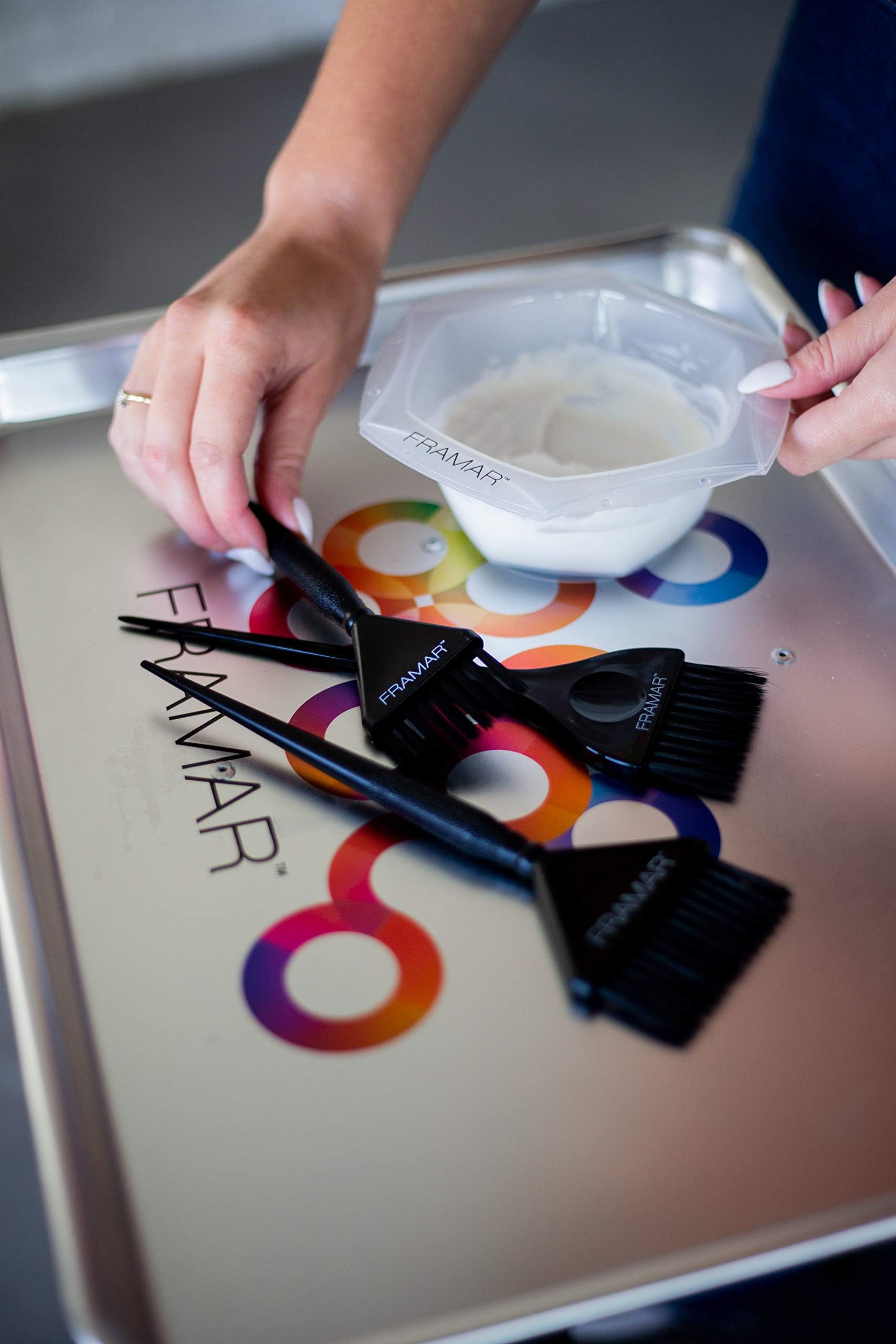 Framar Family Hair Color Brush Set - Hair Dye Brush Kit, Hair Coloring Brushes For Hair Stylist, Tint Brushes for Hair Color, Tapered Edges For Precision – 3 Pack Black - Image 6